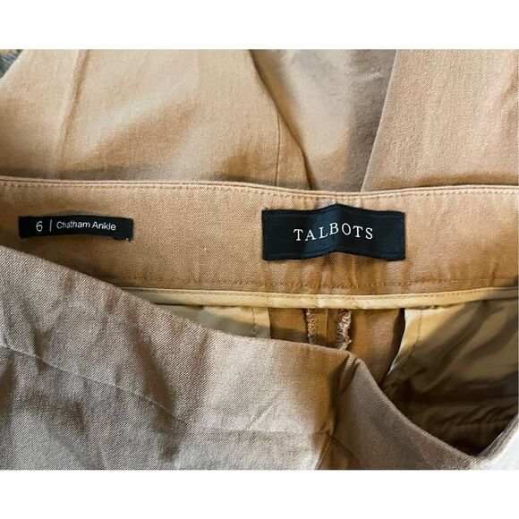 Talbots Tan Chatham Side Zip Closure Cotton‎ Blend Ankle Pants Women’s Size 6 - Picture 2 of 6